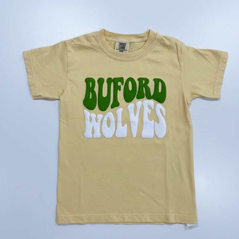 Buford Wolves Green/White Puff Tee