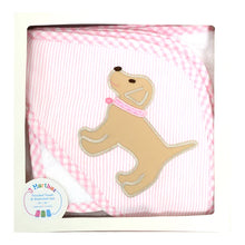 Load image into Gallery viewer, Box Hooded Pink Lab Puppy Towel Set