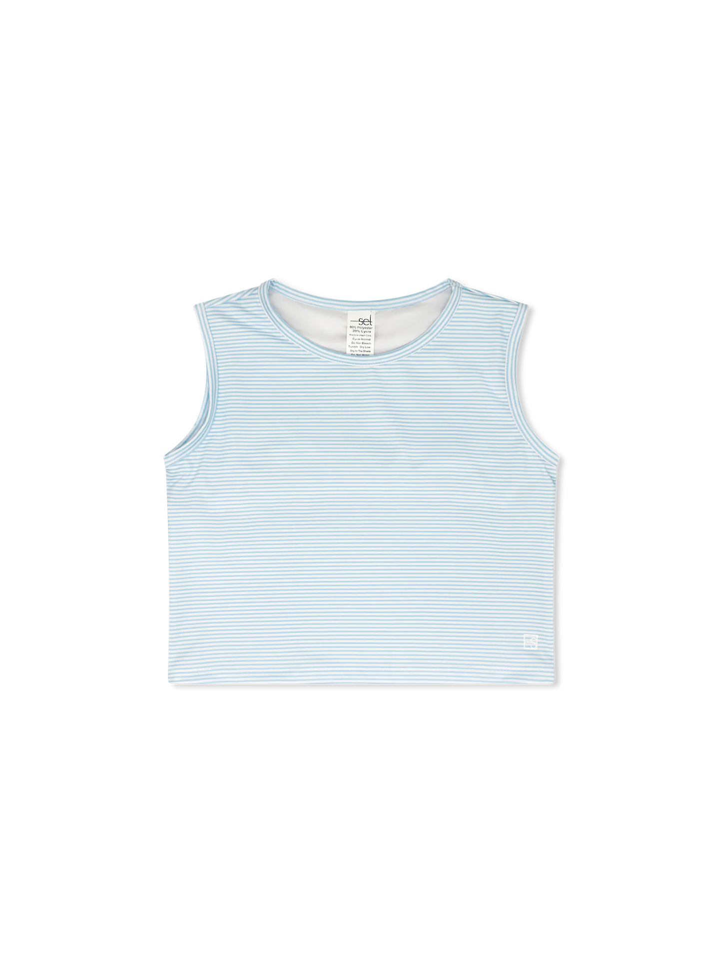 Maggie Mid Rise Tank Cotton Candy Blue Pinstripe