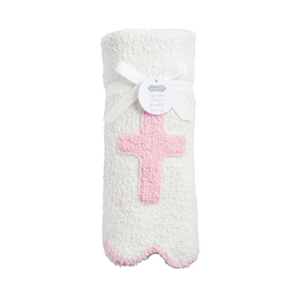 Pink Cross Chenille Blanket