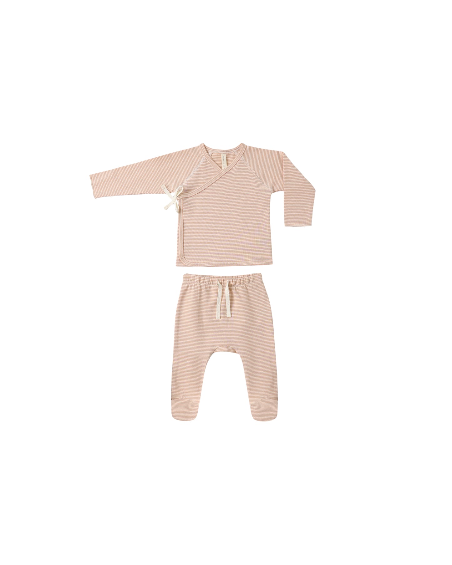 Wrap Top + Footed Pant Set Melon Micro