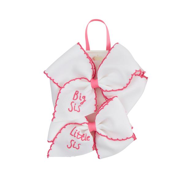 Big Sister/Little Sister Sisters Bow Set in White