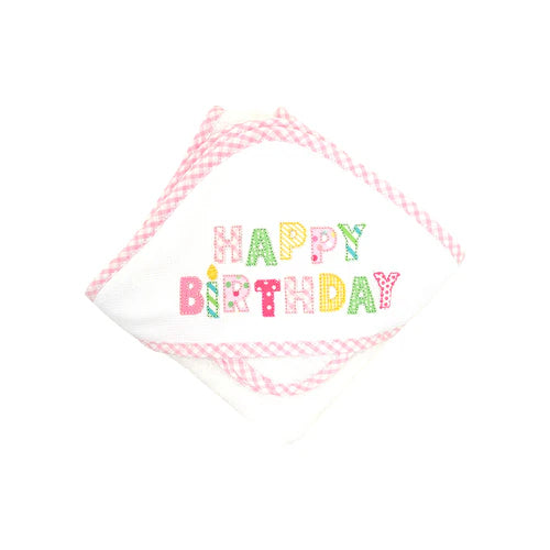 Pink Happy Birthday Hooded Towel Box Towel