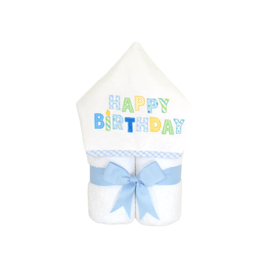 Blue Happy Birthday Hooded Towel