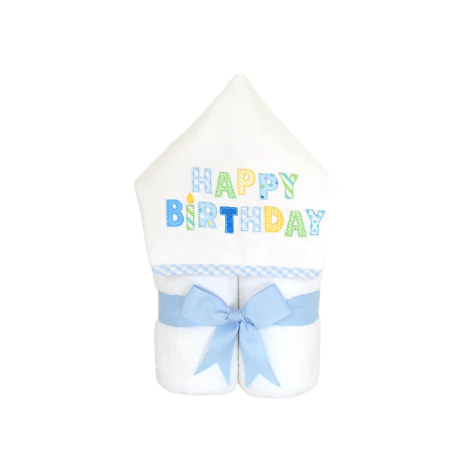 Blue Happy Birthday Hooded Towel