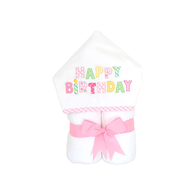 Pink Happy Birthday Hooded Towel