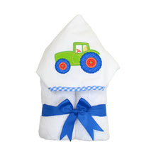 Load image into Gallery viewer, Box Hooded Towel applique with Tractor
