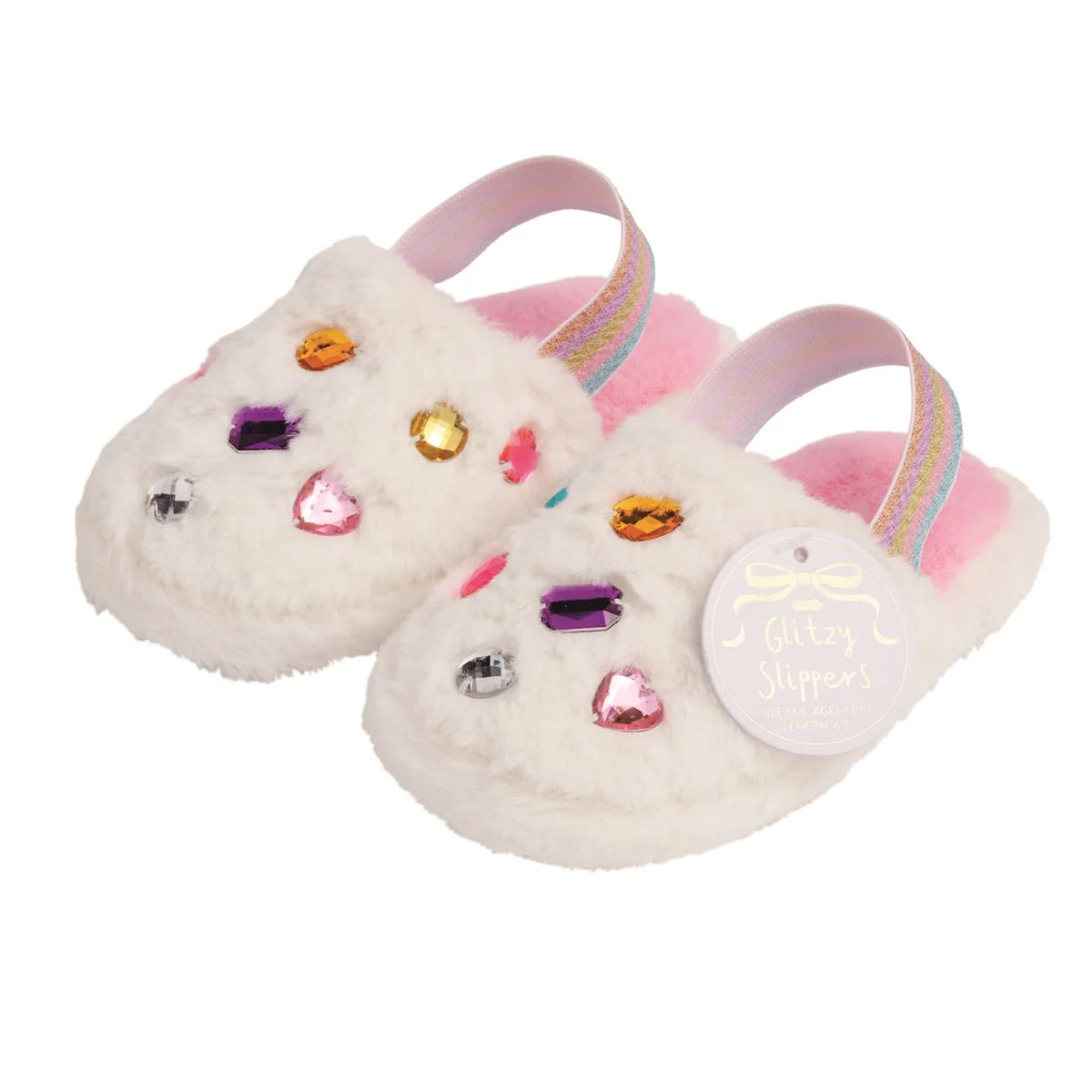 Glitzy Slippers-White