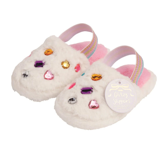 Glitzy Slippers-White