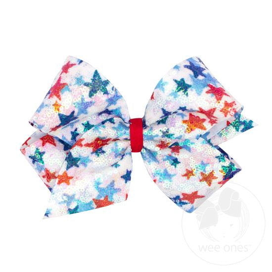 King Sequin Star Print Bow