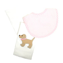 Load image into Gallery viewer, Lab Puppy Pink Burp Cloth Set
