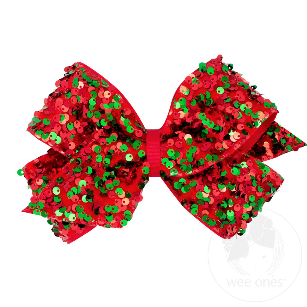 Wee Ones Red/Green Velvet Sequin GG Bow - King