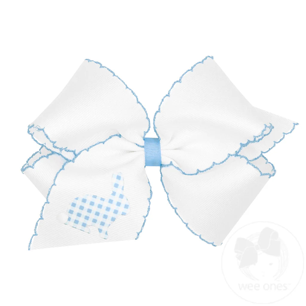 Blue King Gingham Bunny Bow Stitch