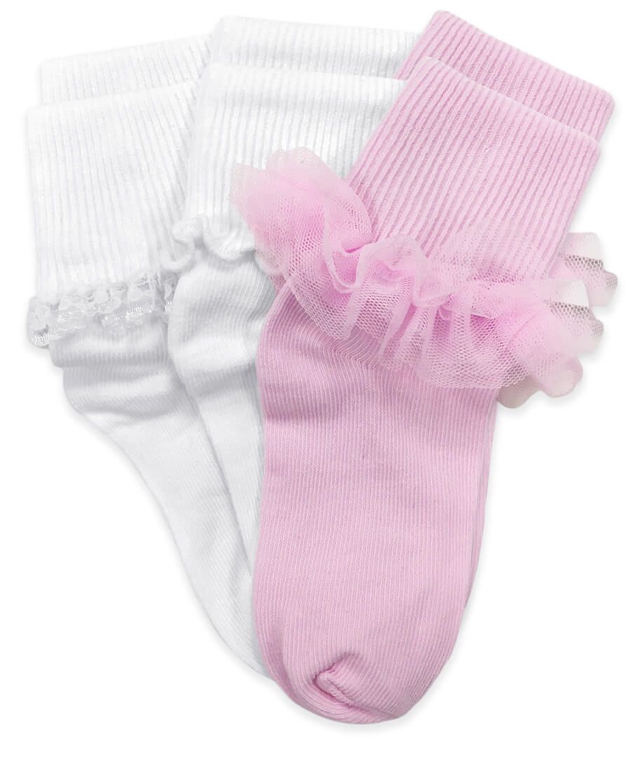 Jefferies Socks Ruffle/Ripple/Lace Turn Cuff Socks 3 Pair Pack