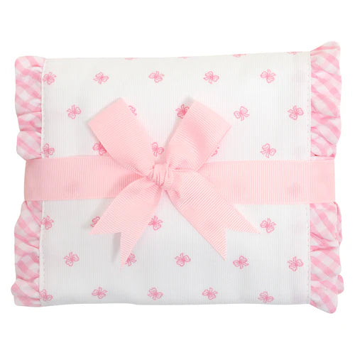 Pink Bow Fancy Burp Cloth