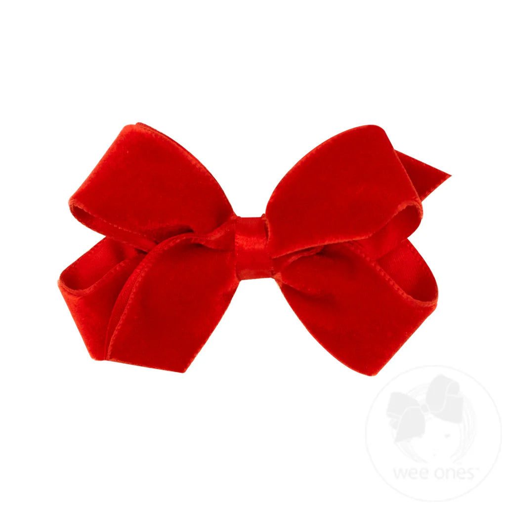 Wee Ones Velvet Bow-Mini(Red)