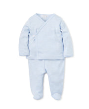 Load image into Gallery viewer, Stripes Footed Pant Set Light Blue
