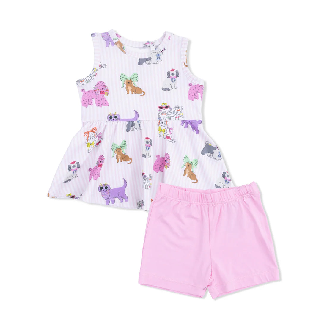 Fancy Dogs- Peplum Tank Top and Bike Shorts