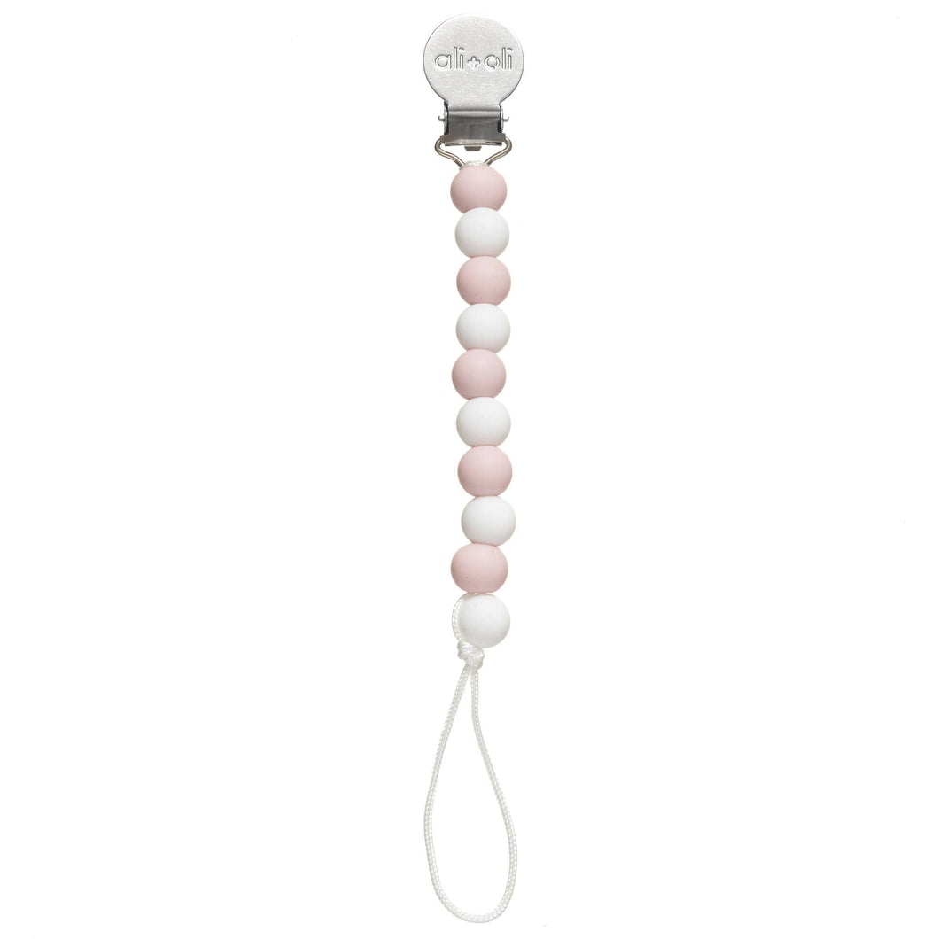 Ali+Oli Silicone Pacifier Clip (Pink-White)