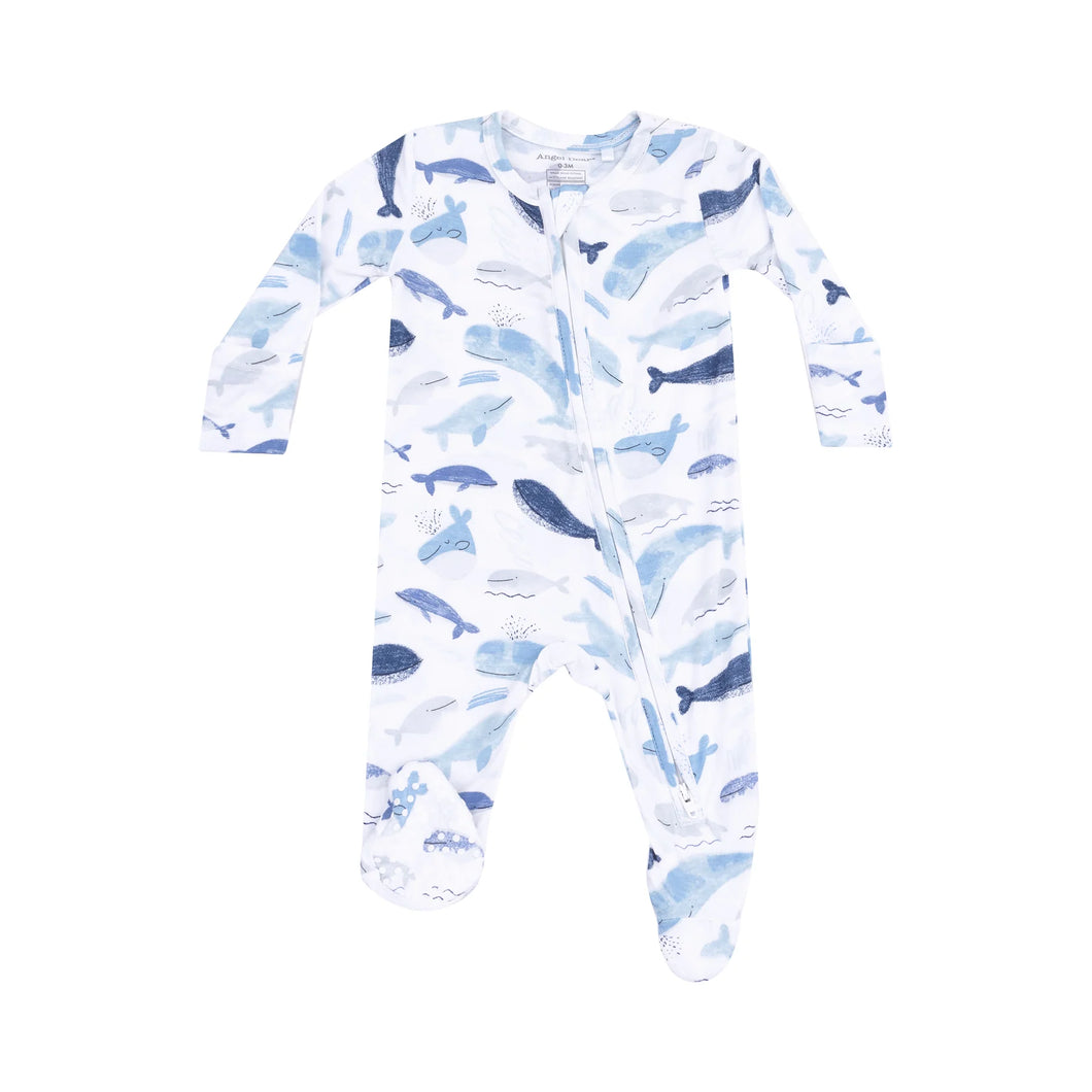 Blue Whales 2 Way Zipper Footie
