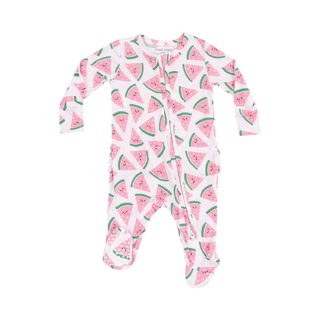 Watermelon Hearts 2 Way Zipper Footie