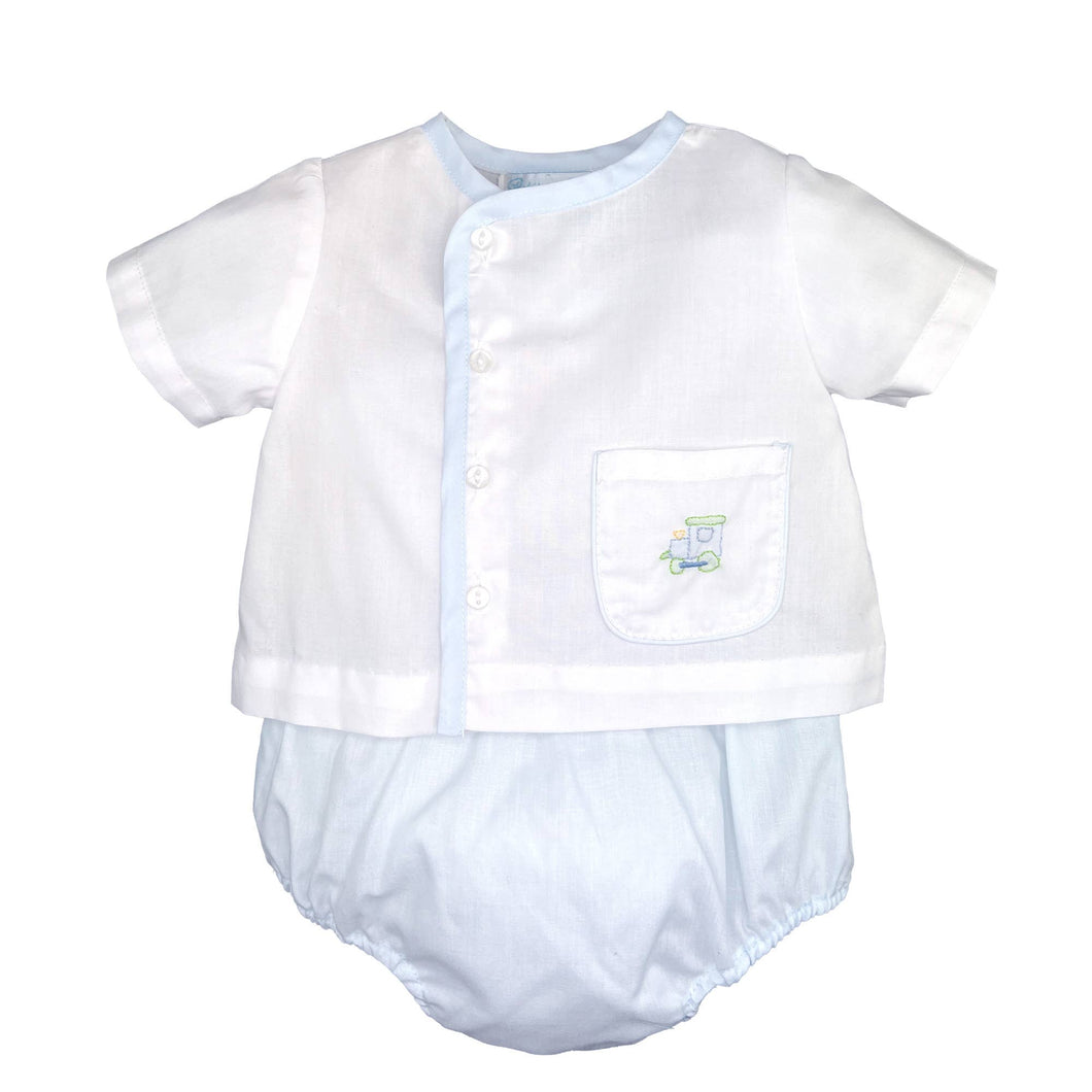 Shadow Stitch Train Diaper Set