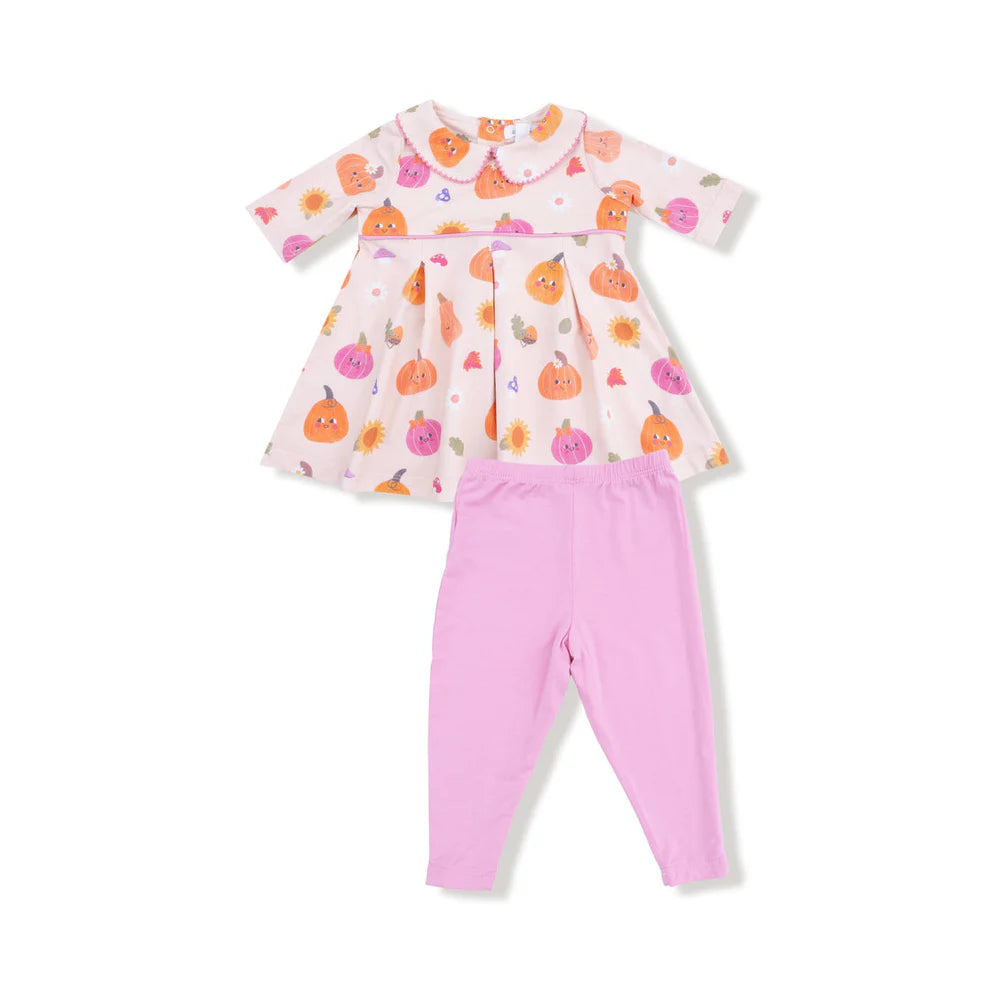Autumn Pumpkins Pink Box Pleat Dress