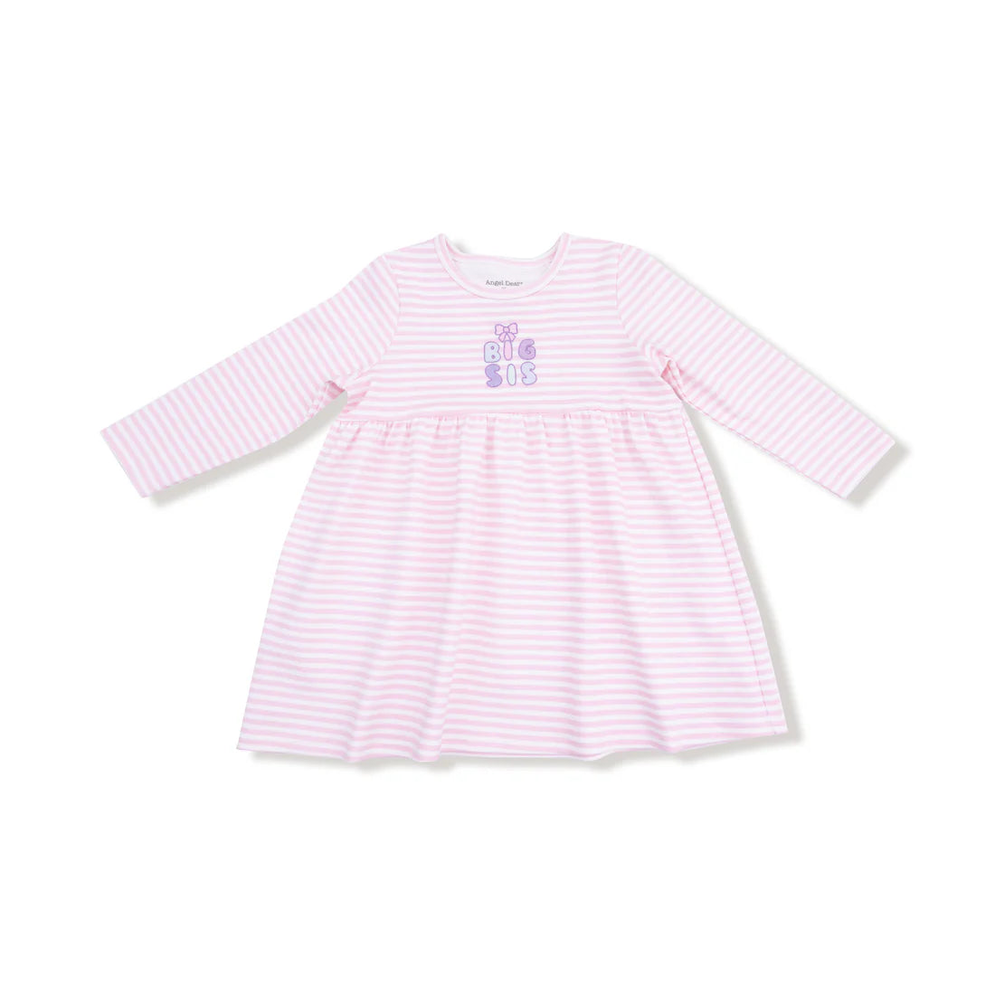 Stripes Sibling Embroidery Big Sis - Long Sleeve Play Dress