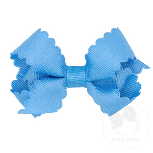 Mini Grosgrain Hair Bow with Scallop Copen