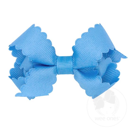 Mini Grosgrain Hair Bow with Scallop Copen