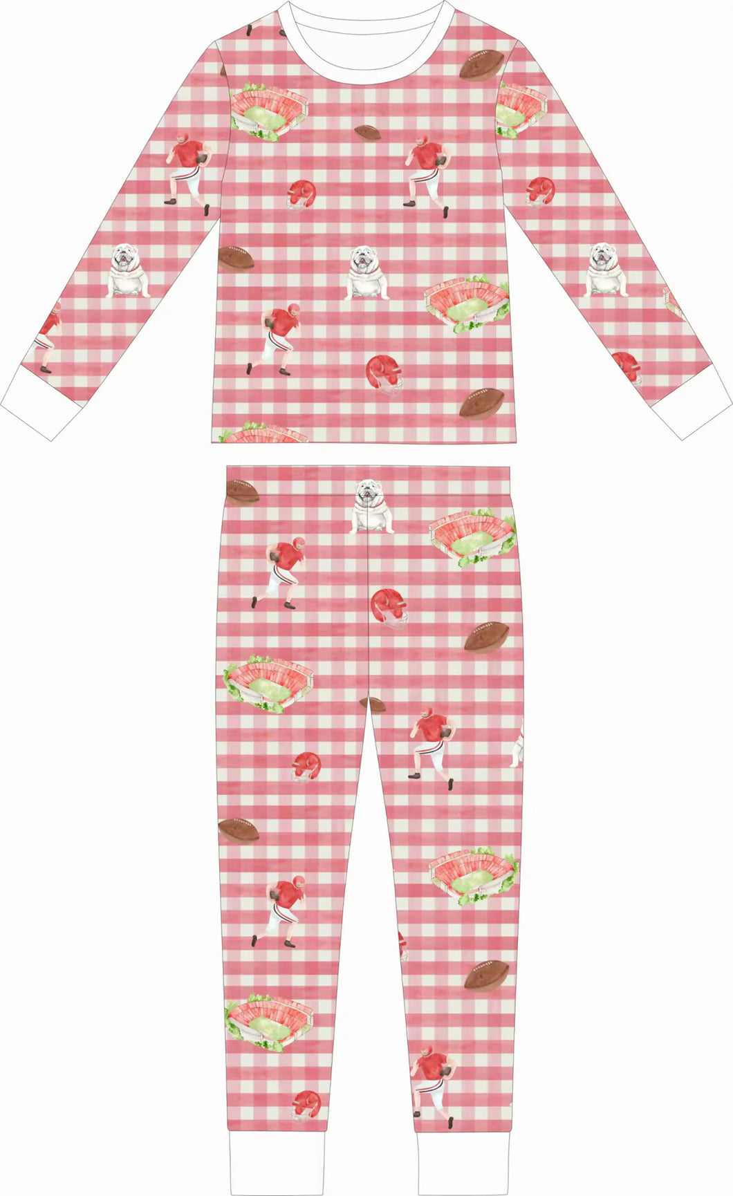 UGA Gingham Long Sleeve and Long Pants Pajamas