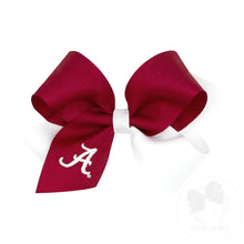 Load image into Gallery viewer, Medium Two-tone Alabama Embroidered Hair Bow
