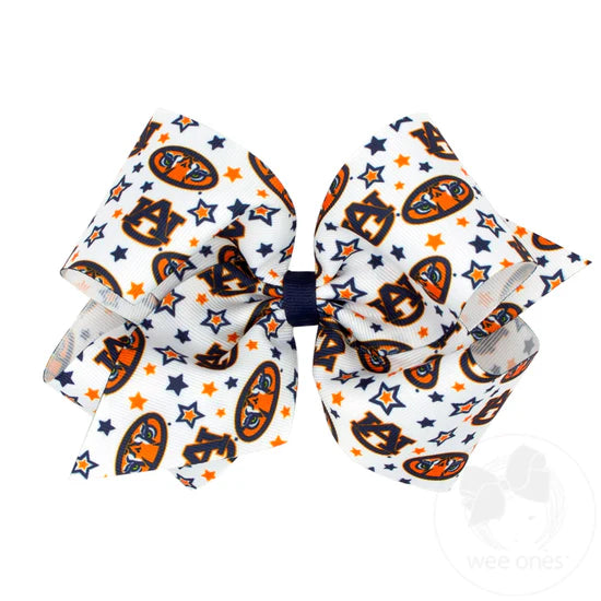 Auburn King Signature Collegiate Print Grosgrain Hair Bow