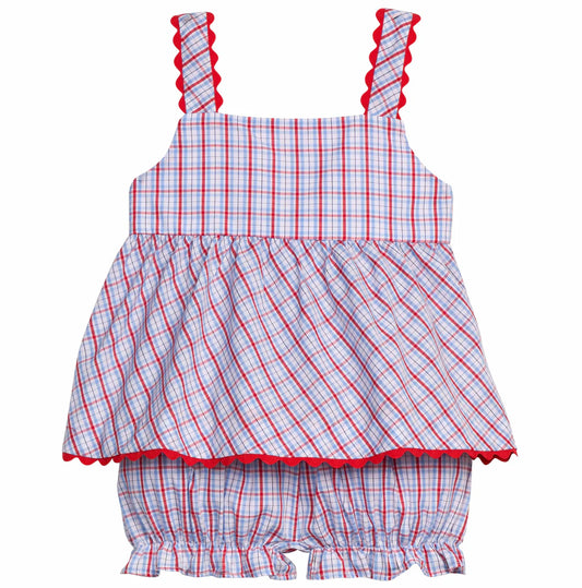 Evie Bloomer Set - Patriotic Plaid