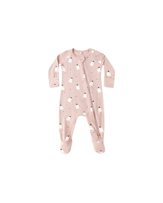 Bamboo Zip Footie Pink Ghosts