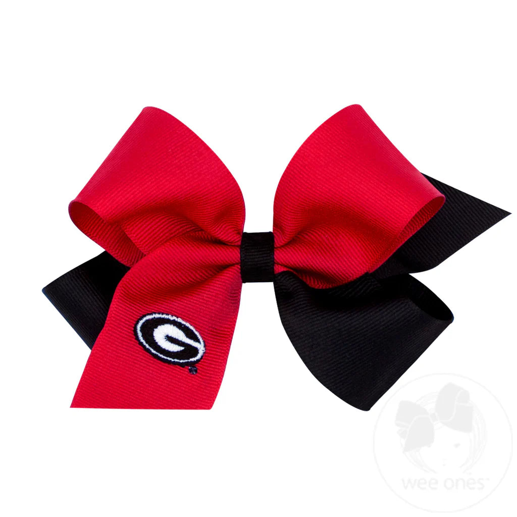 Medium Two-tone UGA Embroidered Hair Bow