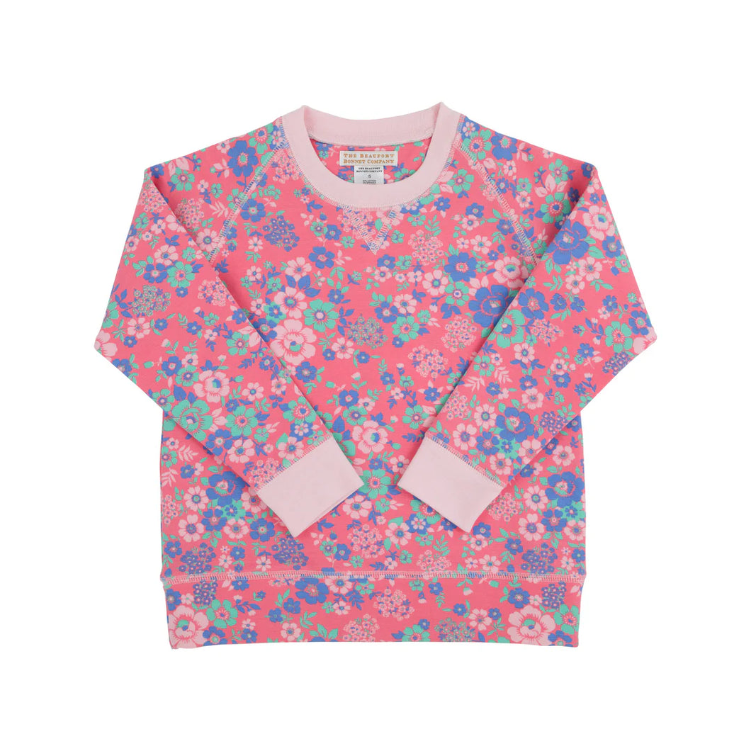 Cassidy Comfy Crewneck - Mt Paran Flora/Palm Beach Pink