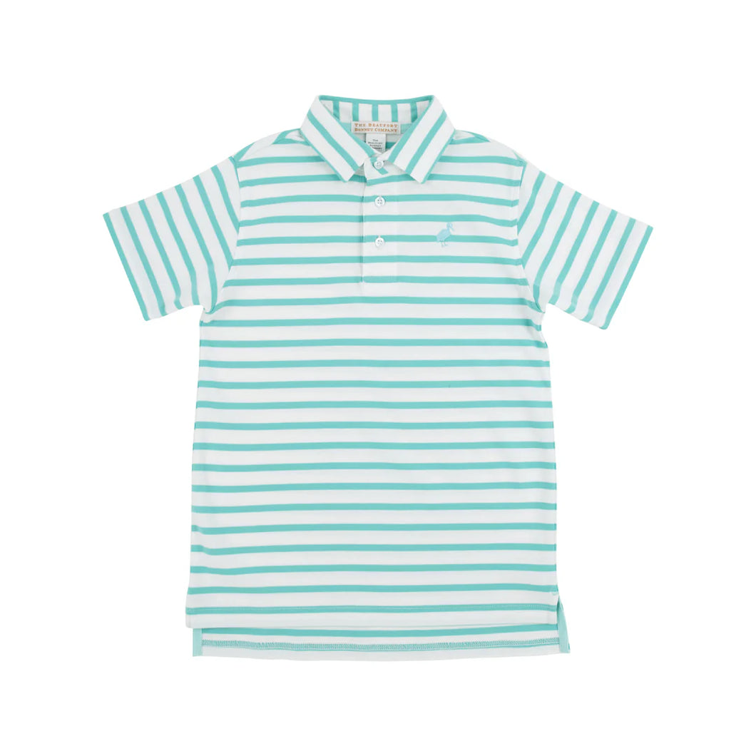 Prim and Proper Polo Turks Teal stripe