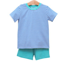 Load image into Gallery viewer, Drew Short Set Blue Stripe/Teal
