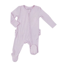 Load image into Gallery viewer, Orchid Hush Ruffle 2 Way Zipper Footie
