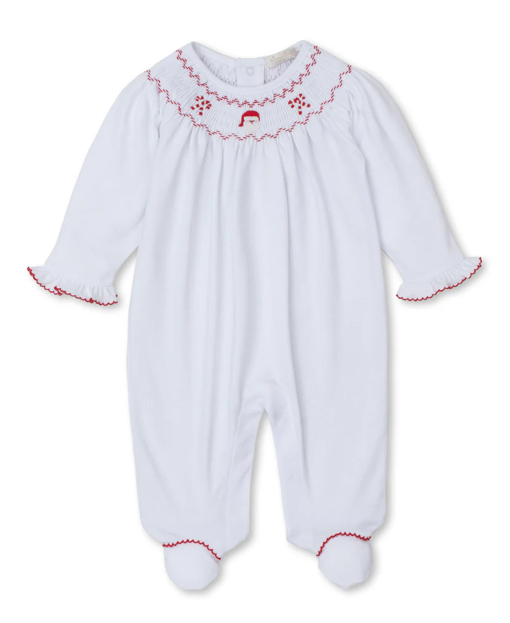 White Holiday Medley Smocked Footie