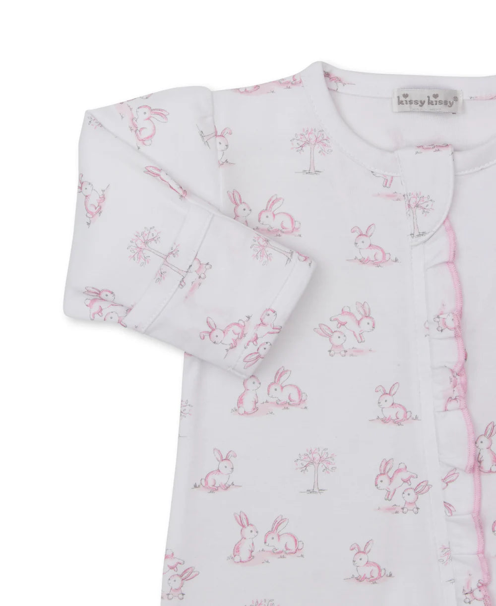 Springtime Bunny Fun Pink Zip Footie