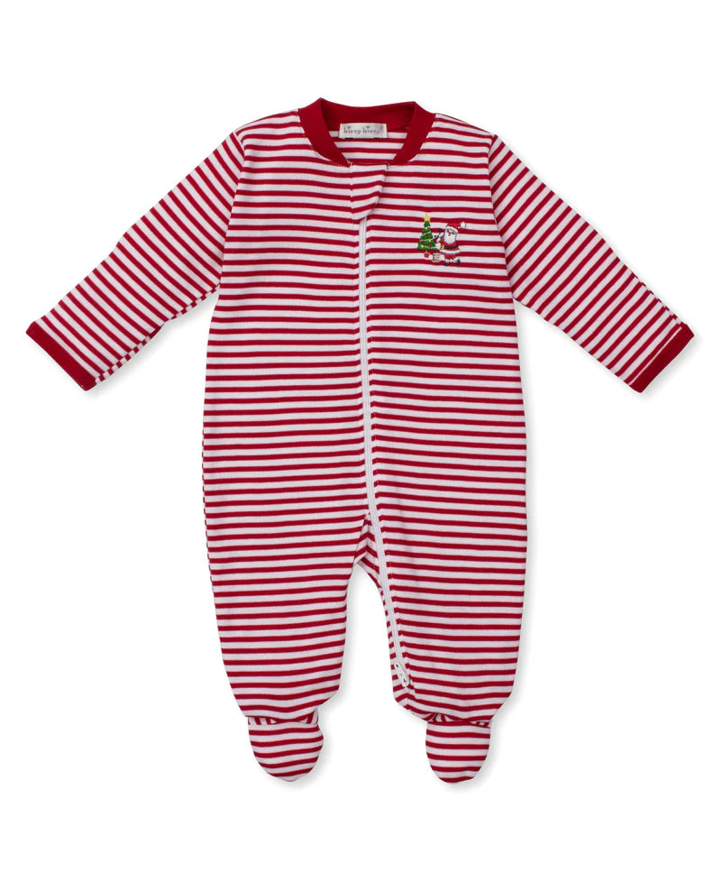 Christmas Capers Stripe Zipper Footie