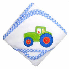 Load image into Gallery viewer, Box Hooded Towel applique with Tractor
