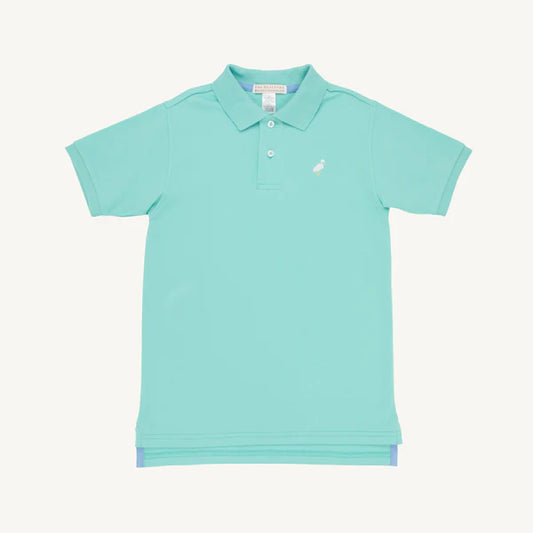 Prim & Proper Polo-  Turks Teal with Multicolor Stork