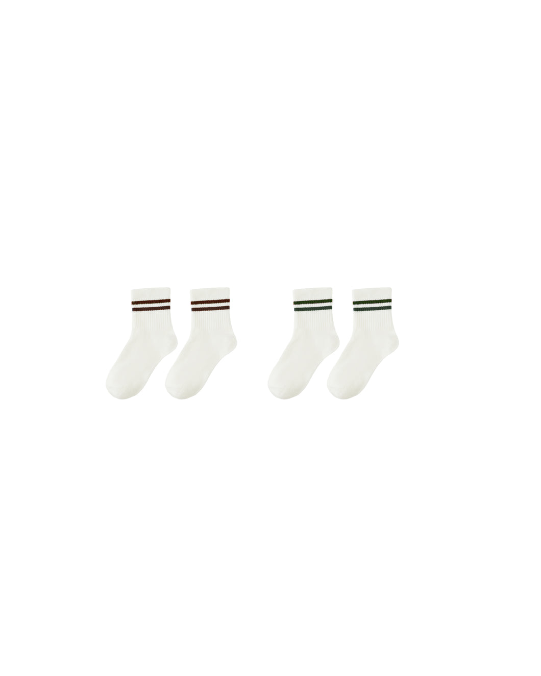 Stripe Socks Set of 2 || Brown & Green