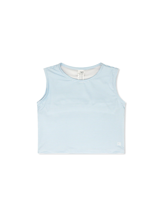 Maggie Mid Rise Tank Cotton Candy Blue Pinstripe
