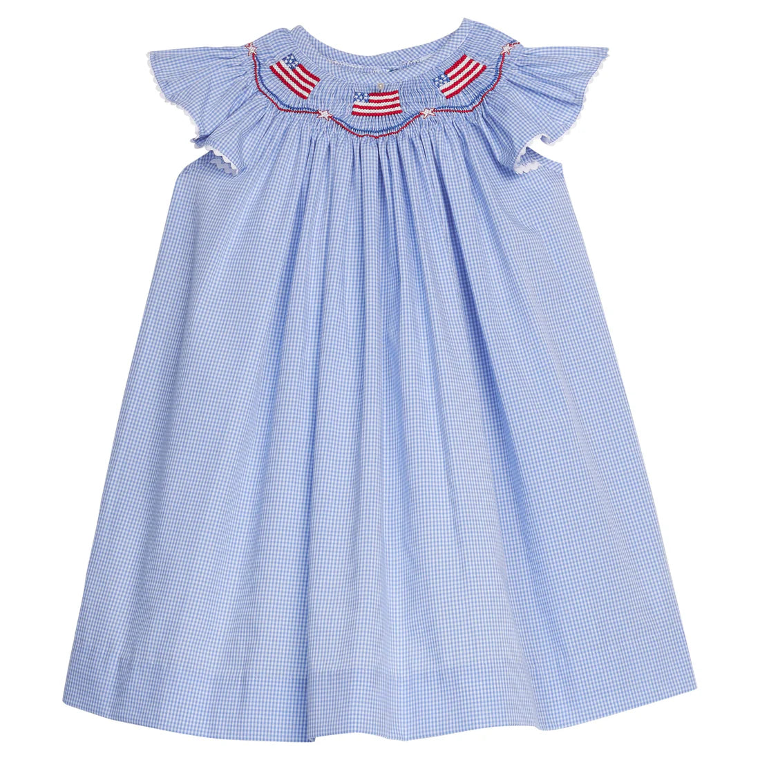 Smocked Bishop Dress - Flags