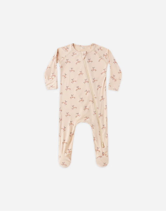 Reindeer Bamboo Zip Footie