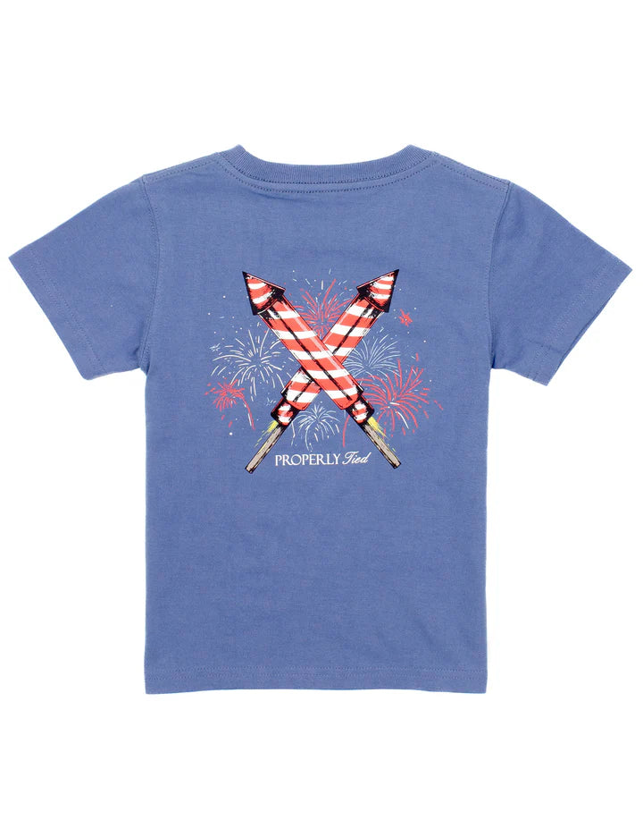 Properly Tied Boys Firecracker Short Sleeve Space Blue